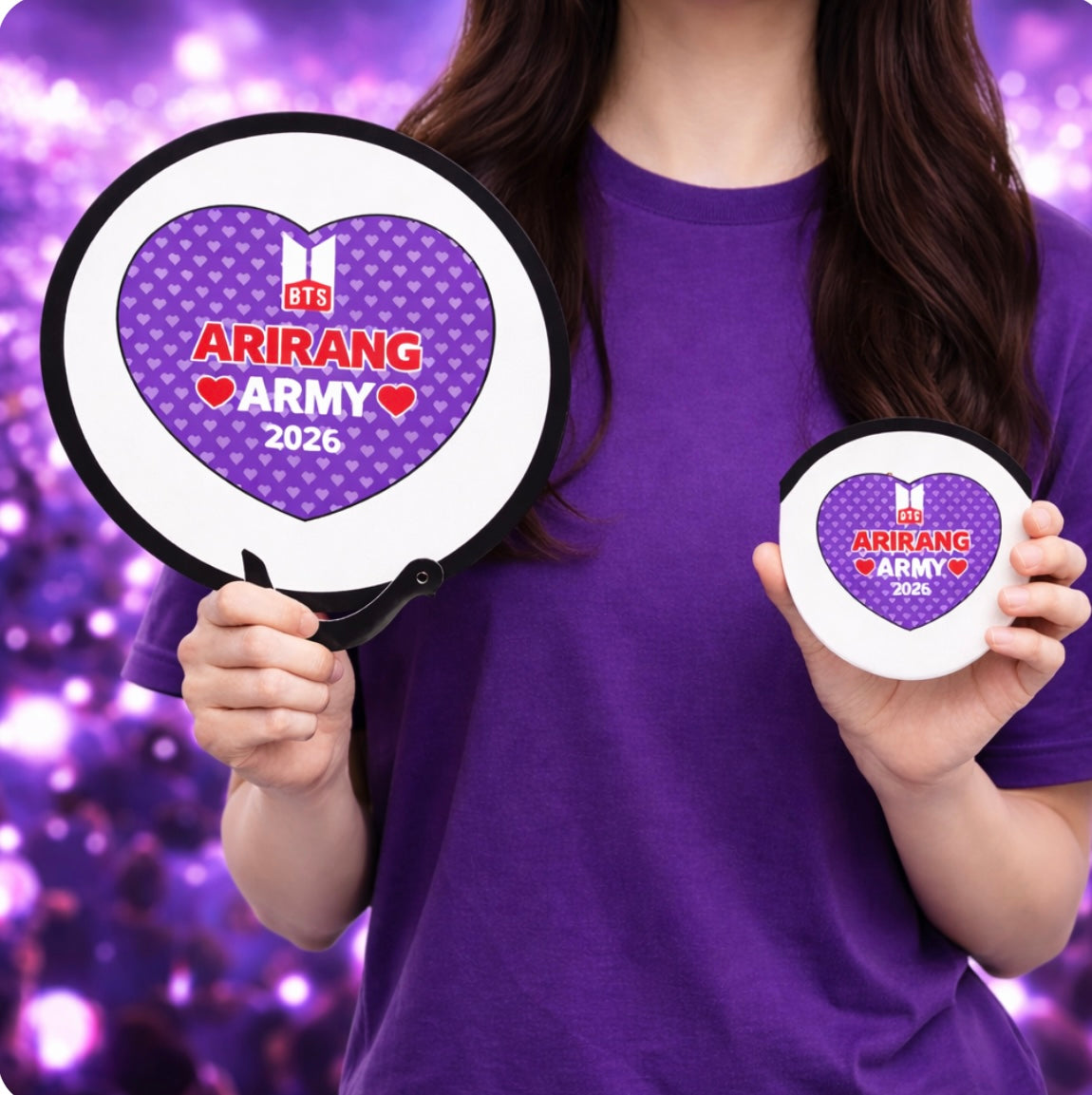 Purple heart pop up fan