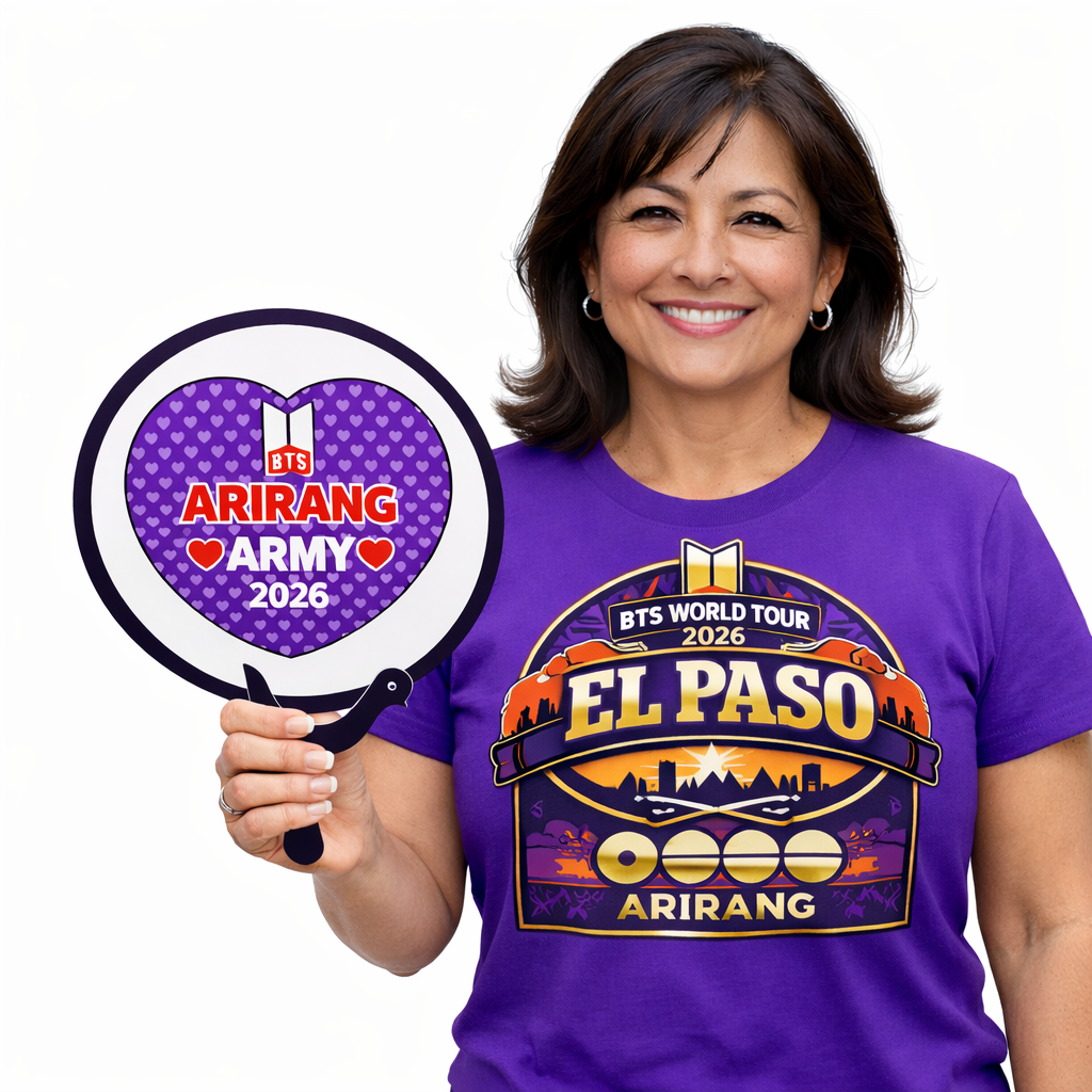 Purple heart pop up fan