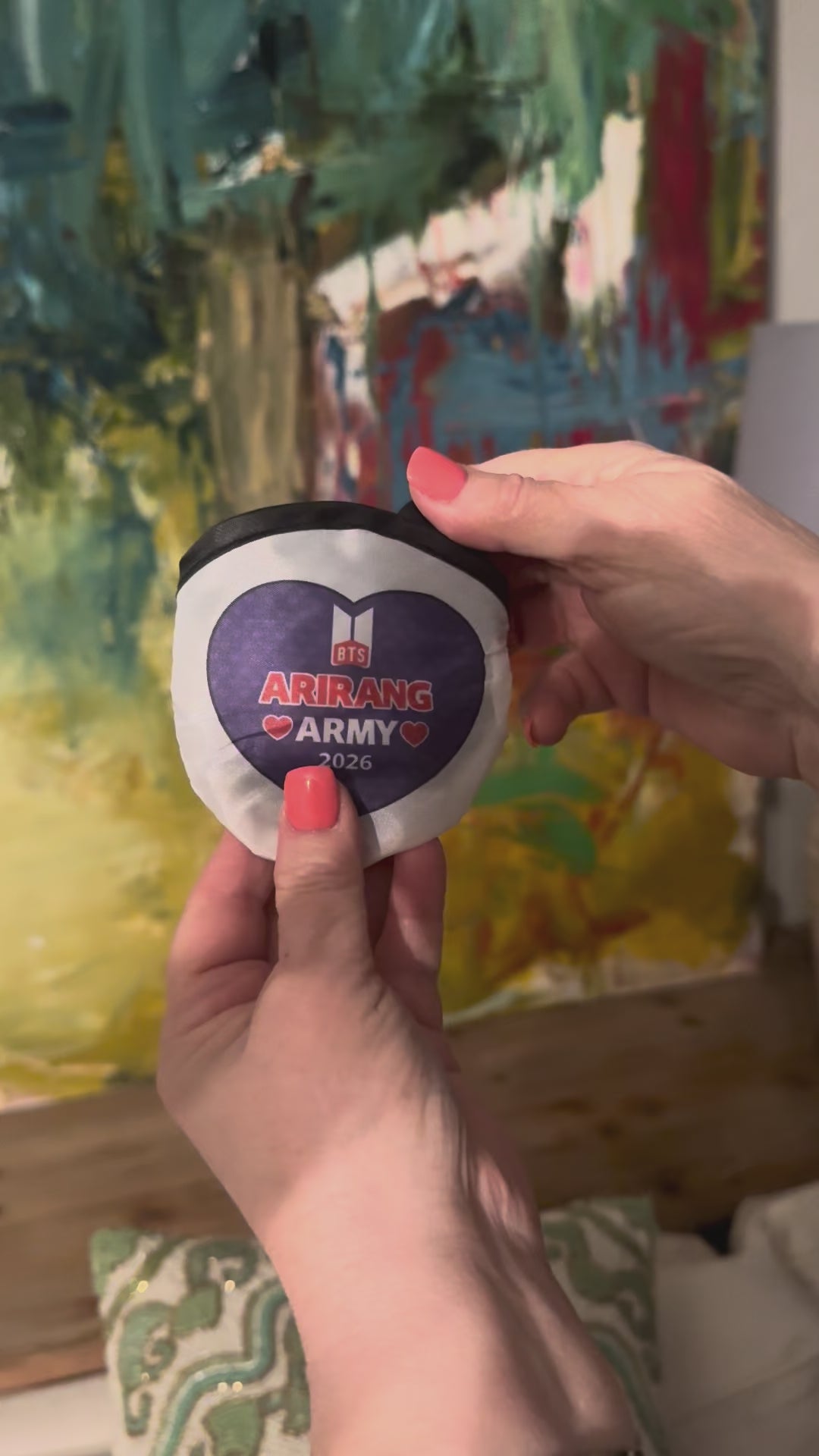 Purple heart pop up fan